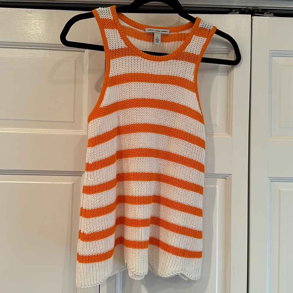 Orange and white stripe summer sweater